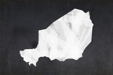 Blackboard with a the map of Niger drawn in the middle.の写真素材