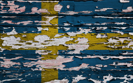 Flag painted on a grunge wooden board.の写真素材