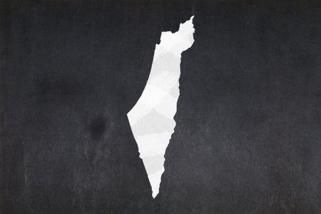 Blackboard with a the map of Israel drawn in the middle.の写真素材