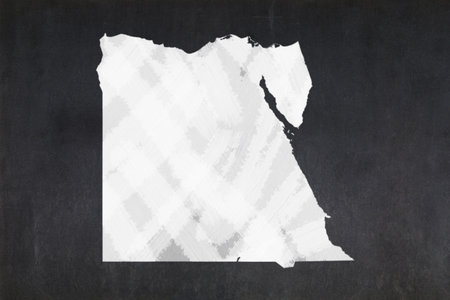 Blackboard with a the map of Egypt drawn in the middle.の写真素材