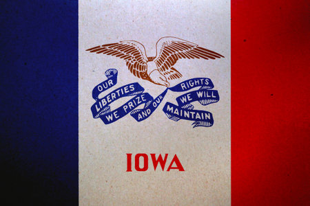 Flag of Iowa printed on a paper sheet.の写真素材