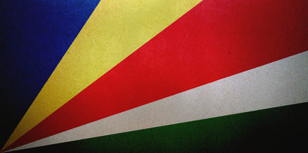 Flag of the Seychelles printed on a paper sheet.の写真素材