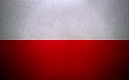 Flag of Poland printed on a paper sheet.の写真素材