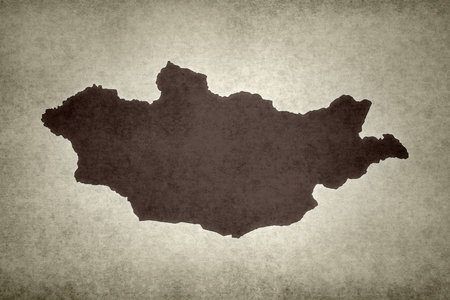 Grunge map of Mongolia printed on an old paper.の写真素材