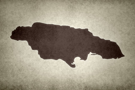 Grunge map of Jamaica printed on an old paper.の写真素材