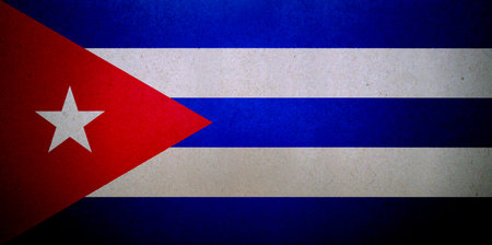 Cuban Flag printed on a paper sheet.の写真素材