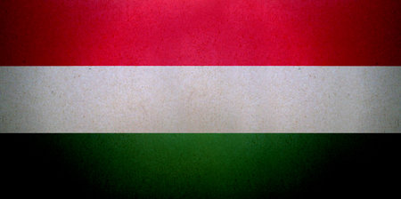 Hungarian Flag printed on a paper sheet.の写真素材
