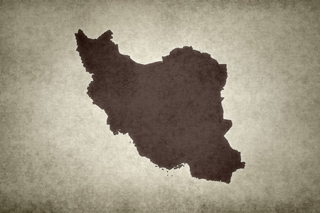 Grunge map of Iran printed on an old paper.の写真素材