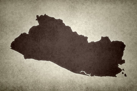 Grunge map of El Salvador printed on an old paper.の写真素材