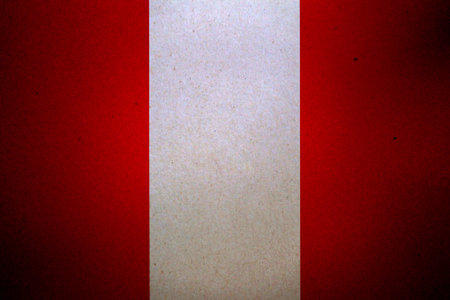 Flag of Peru printed on a paper sheet.の写真素材
