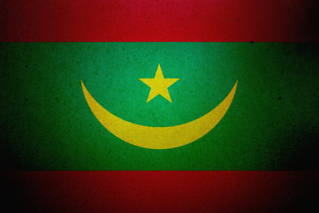 Flag of Mauritania printed on a paper sheet.の写真素材