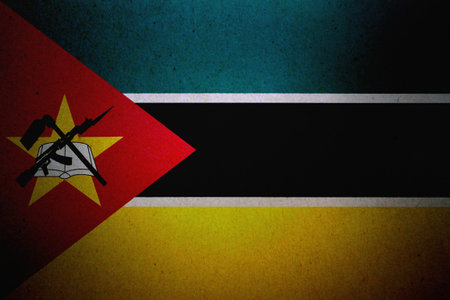 Flag of Mozambique printed on a paper sheet.の写真素材