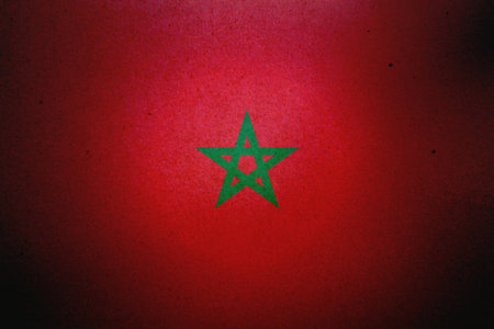 Moroccan Flag printed on a paper sheet.の写真素材