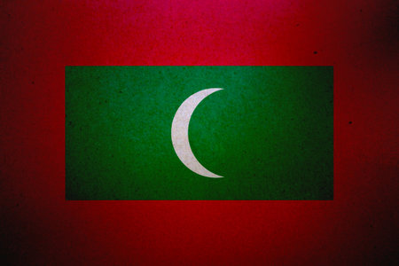 Flag of Maldives printed on a paper sheet.の写真素材