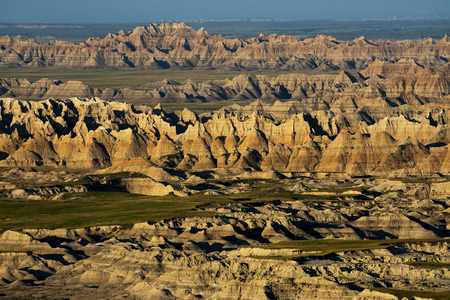 Late afternoon view from Badlands National Park in South Dakotaの写真素材