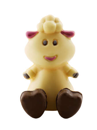 Photo of a chocolate lamb isolated on whiteの写真素材