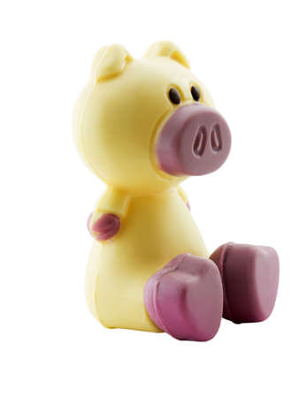 Photo of a chocolate pig isolated on whiteの写真素材
