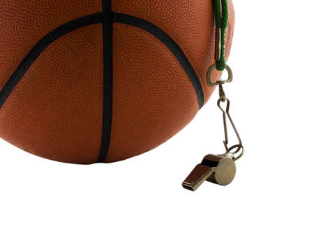 Photo of a basketball and whistle isolated on whiteの写真素材