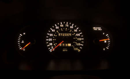 Photo of a lit up speedometerの写真素材