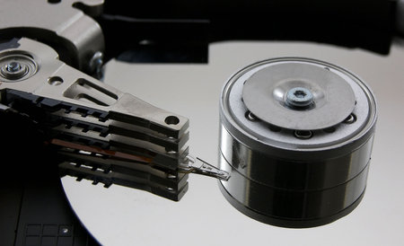 Photo of a hard drive close up