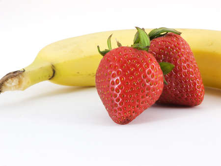 Banana and strawberriesの写真素材