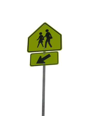 Photo of a crosswalk sign isolated on white