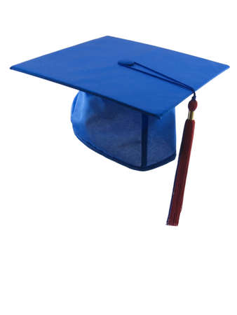 Graduation hat and tassle isolated on whiteの写真素材