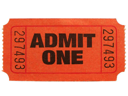 Macro photo of an admit one ticketの写真素材