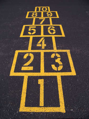 Hopscotch squares on blacktopの写真素材