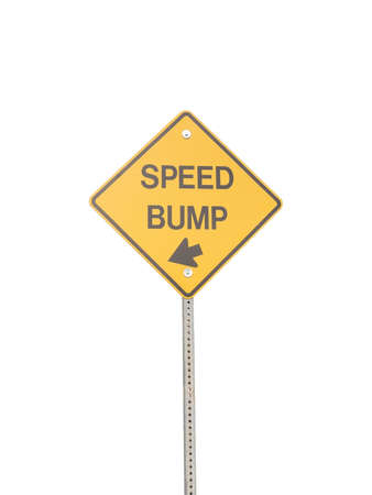 Speed bump sign isolated on a white backgroundの写真素材