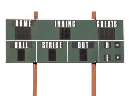 Baseball scoreboard isolated on a white backgroundの写真素材