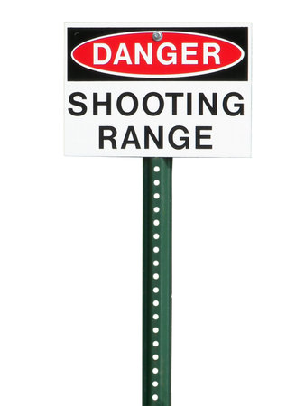 Shooting range sign isolated on a white backgroundの写真素材
