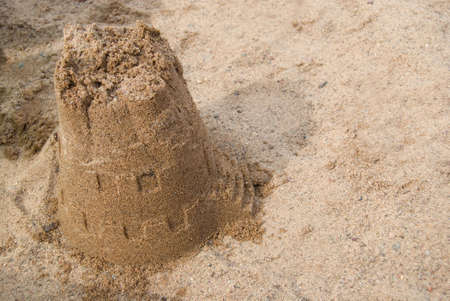 Sand castle on the beachの写真素材