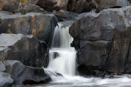 Long exposure motion blurred waterfall in western Wisconsinの写真素材