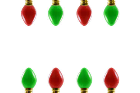 Red and green Christmas lightsの写真素材