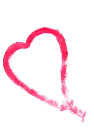 Heart shape painting on white backgroundの写真素材