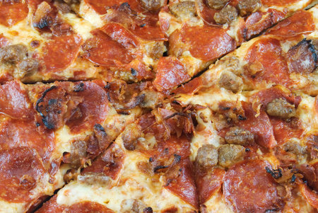 Center of a sliced pizzaの写真素材