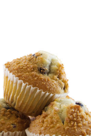 Blueberry muffins isolated on a white backgroundの写真素材