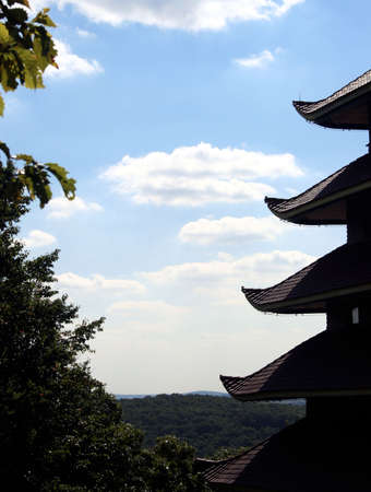 Graphical view of a pagodaの写真素材