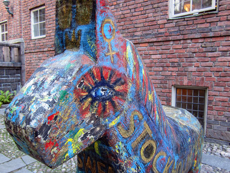 Swedish Dala Horse at Stockholm City Hallの写真素材