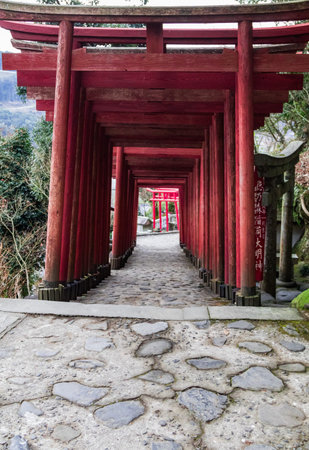 Kashima, Japan - 15 January, 2018 - Torii gates at Yutoku Inari Shrine.のeditorial素材