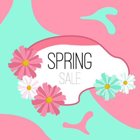 Spring sale with beautful flowersのイラスト素材