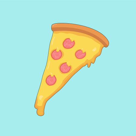 Pizza slice with melted cheese and pepperoniのイラスト素材