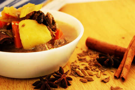 Mixed vegetable and meat soupの写真素材