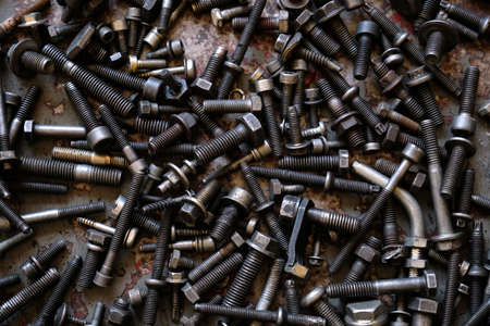 Many metal screwsの写真素材