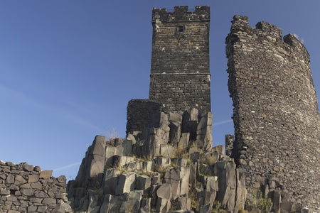 Ruin of state castle named Hazmburk, which stands on basalt rock  Czech Republic  の写真素材