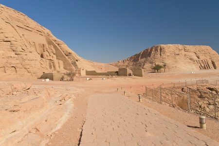General view at the Abu Simbel Temple and Nefertari Temple  Nubia, Egypt の写真素材