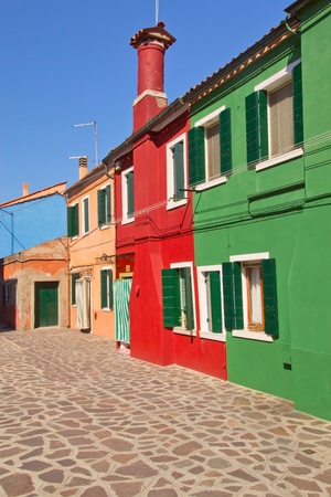 Color houses in Venice island Burano  Italy  の写真素材