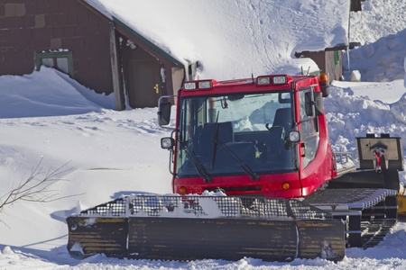 A snow groomer ready to use  Mountains Jeseniky, Czech Republic のeditorial素材