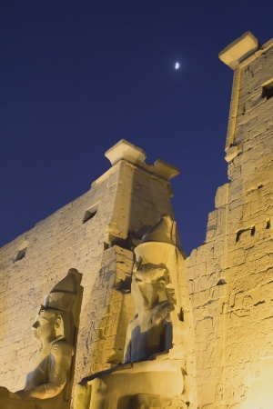 Night view of the entrance to the Palace Luxor  Egypt  のeditorial素材